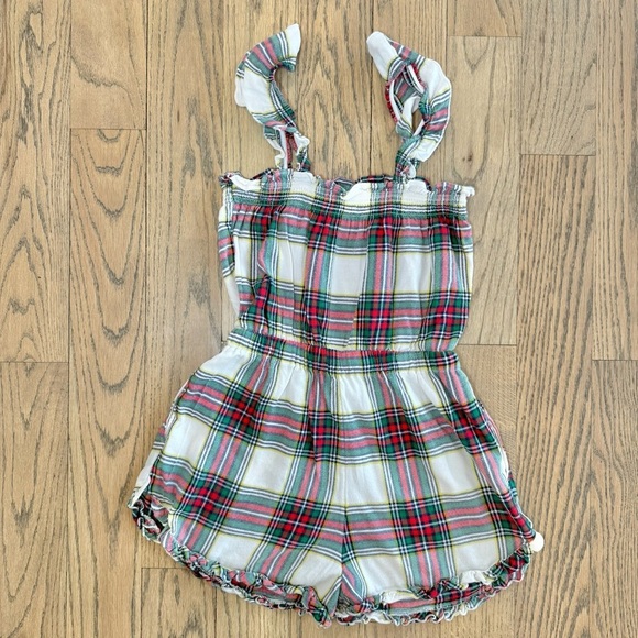 Aerie Women’s Plaid Red and Green Flannel Ruffled Pajama Romper Size Small - Picture 10 of 14